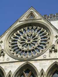 Picture of the Rose Window of York Minster at the top of the South Transept.