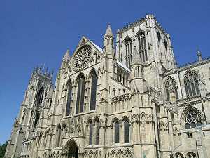 Picture of the South Transept of York Minster. Includes a view of the central tower rising up behind.