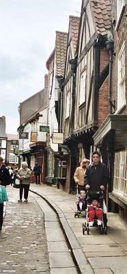 Out with family on a walk through the cobbled streets of York