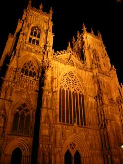 Picture of York Minster's East End at night. Includes the full length of the Great East Window.